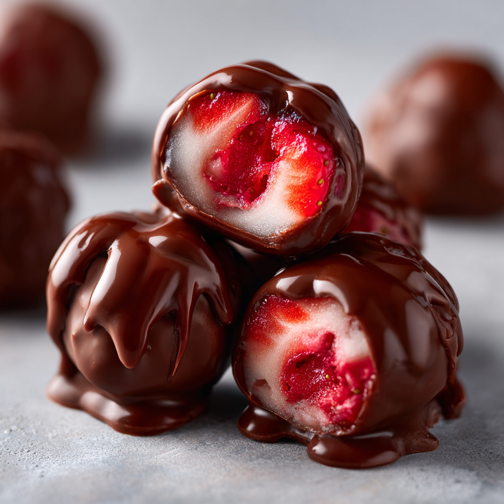 chocolate strawberry yogurt clusters with melted chocolate